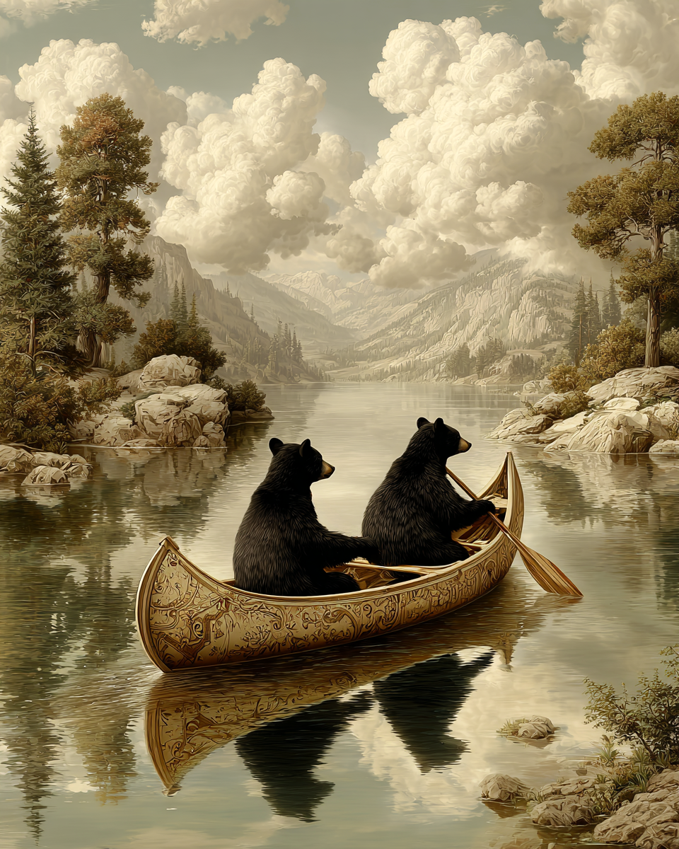 End of a Long Canoe Trip - Black Bear Art Print