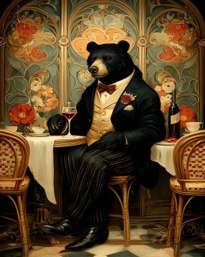 Enjoying a Glass - Black Bear Art Print
