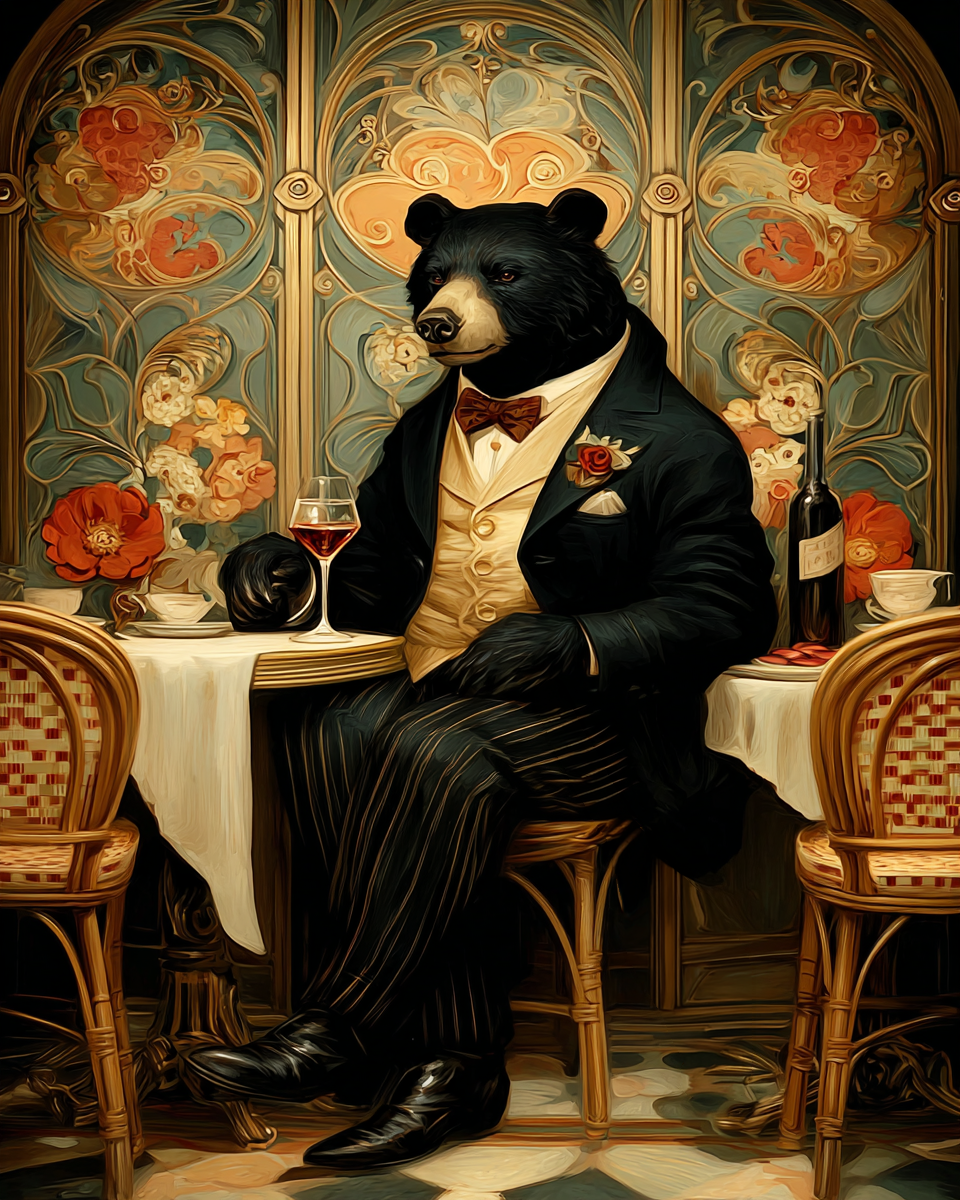 Enjoying a Glass - Black Bear Art Print