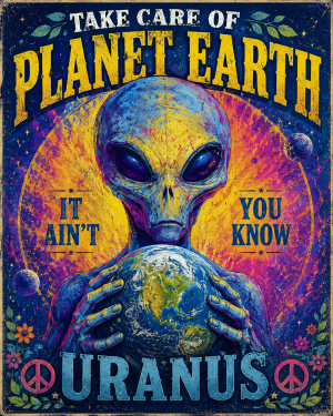 Environmental Wall Art - Alien - Take Care of Planet Earth It Ain't Uranus You Know