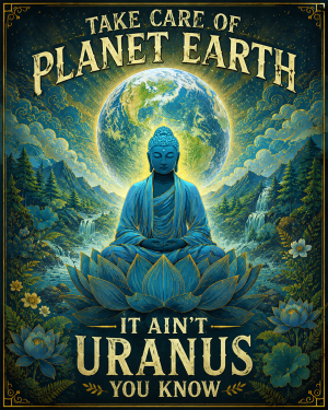 Environmental Wall Art - Buddha - Take Care of Planet Earth It Ain't Uranus You Know