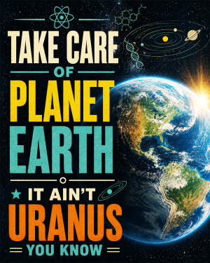 Environmental Wall Art - Earth View - Take Care of Planet Earth It Ain't Uranus You Know