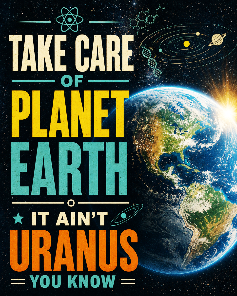Environmental Wall Art - Earth View - Take Care of Planet Earth It Ain't Uranus You Know