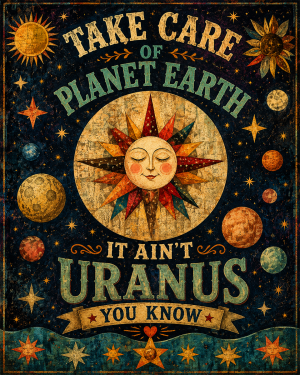 Environmental Artwork - Folk Art - Take Care of Planet Earth It Ain't Uranus You Know