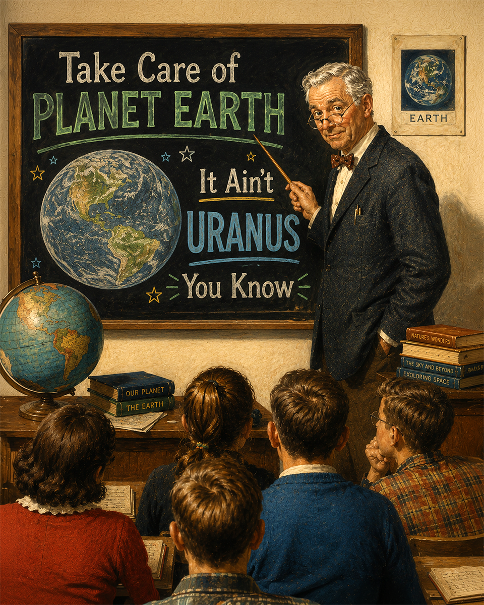 Environmental Art Print - Professor - Take Care of Planet Earth It Ain't Uranus You Know