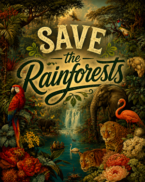 Environmental Art Print - Save the Rainforests