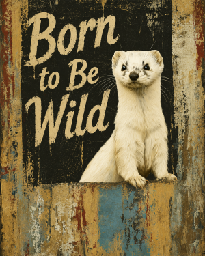 Ermine Weasel - Born to Be Wild - Wildlife Art Print