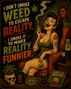Escape Reality Lowbrow - Marijuana Poster