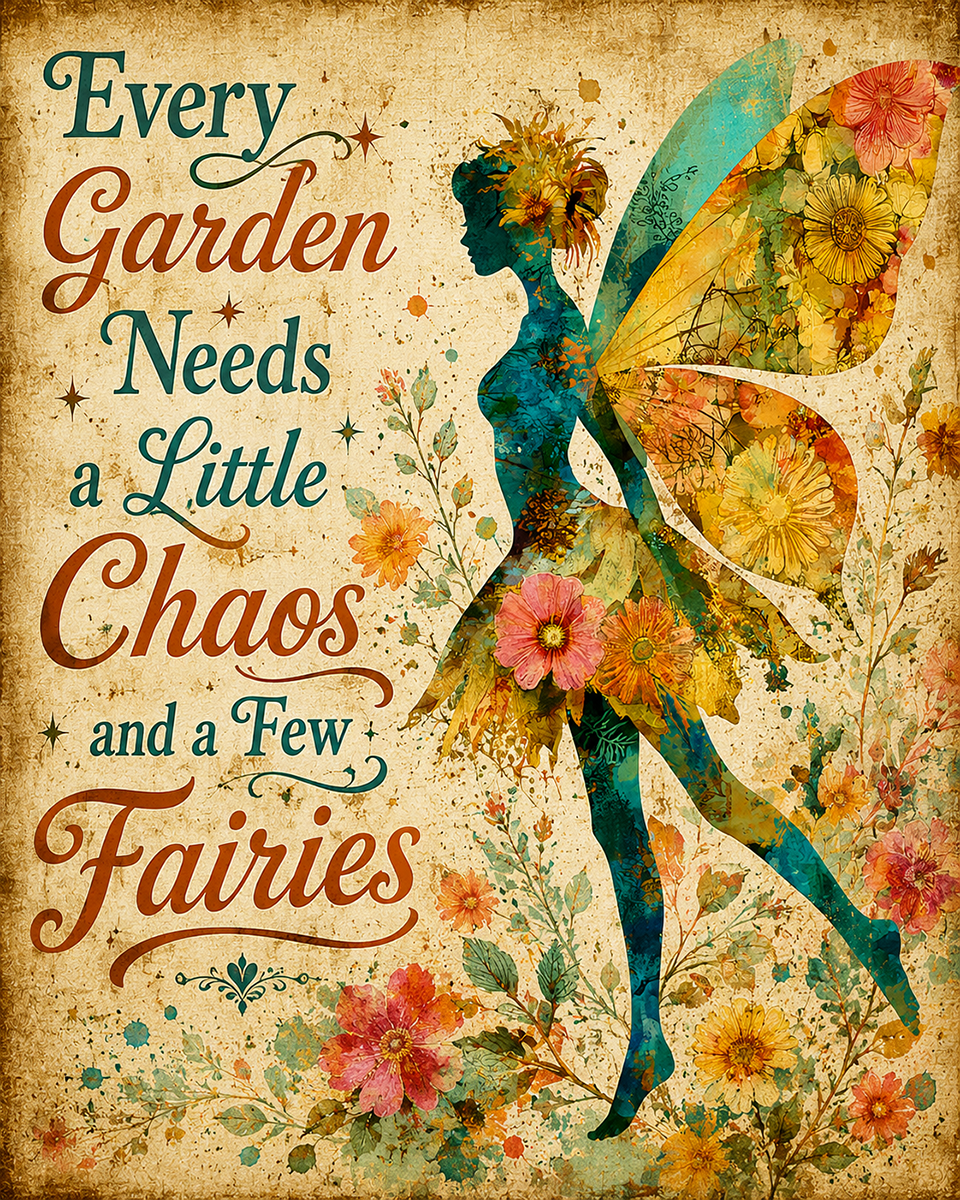 Every Garden Needs a Little Chaos and a Few Fairies 2 - Fairy Wall Art
