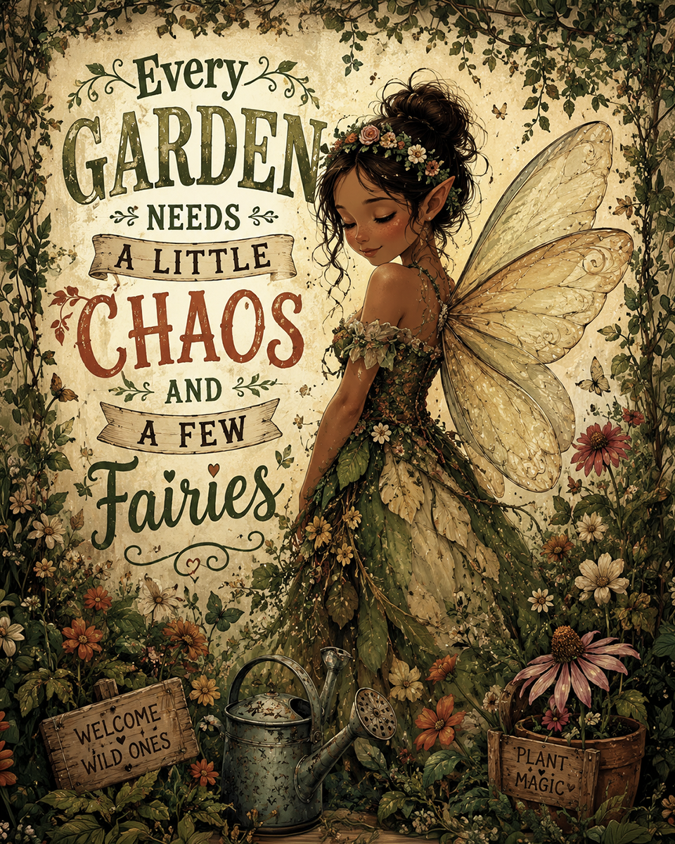 Every Garden Needs a Little Chaos and a Few Fairies - Fairy Wall Art