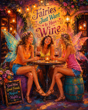 Fairies Just Want to Have Wine 2 - Fairy Wall Art