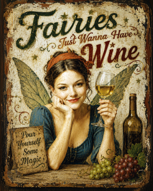 Fairies Just Want to Have Wine - Fairy Art Print