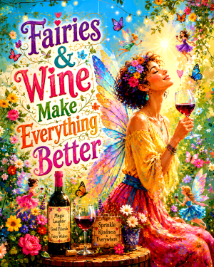 Fairies and Wine Make Everything Better - Fairy Art Print