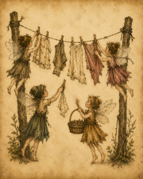 Fairy Clothesline - Cottagecore Art Prints