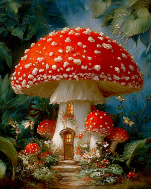 Fairy Home in Amanita Mushroom Aesthetic Art