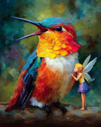 Fairy Telling a Joke - Humingbird Art Print