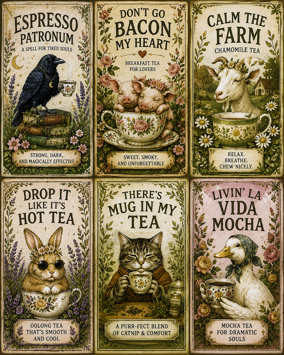 Fantasy Tea Labels - Cottagecore Home Decor