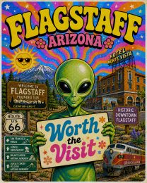 Flagstaff Arizona - 60s Style Alien Worth The Trip Art Print