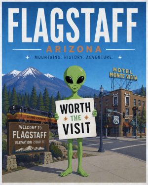 Flagstaff Arizona - Minimalist Style Alien Worth The Trip Art Print
