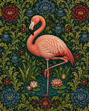 Flamingo - 19th Century Arts and Crafts Style Art Print