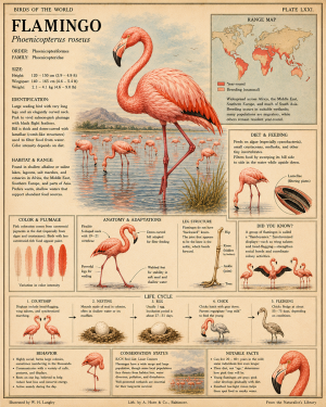 Flamingo - Vintage Wildlife Art - Antique Nature Illustration