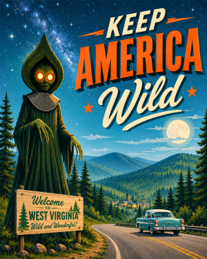 Flatwoods Monster - West Virginia - Keep America Wild Art Print - Americana Nature Artwork