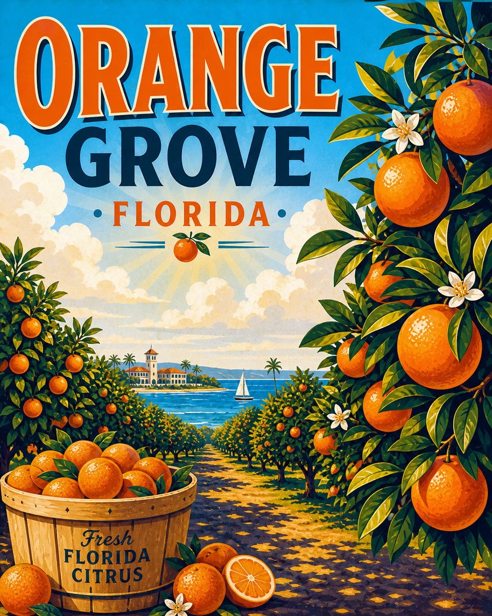 Florida Orange Groves  - Agri-Tourism Art Print
