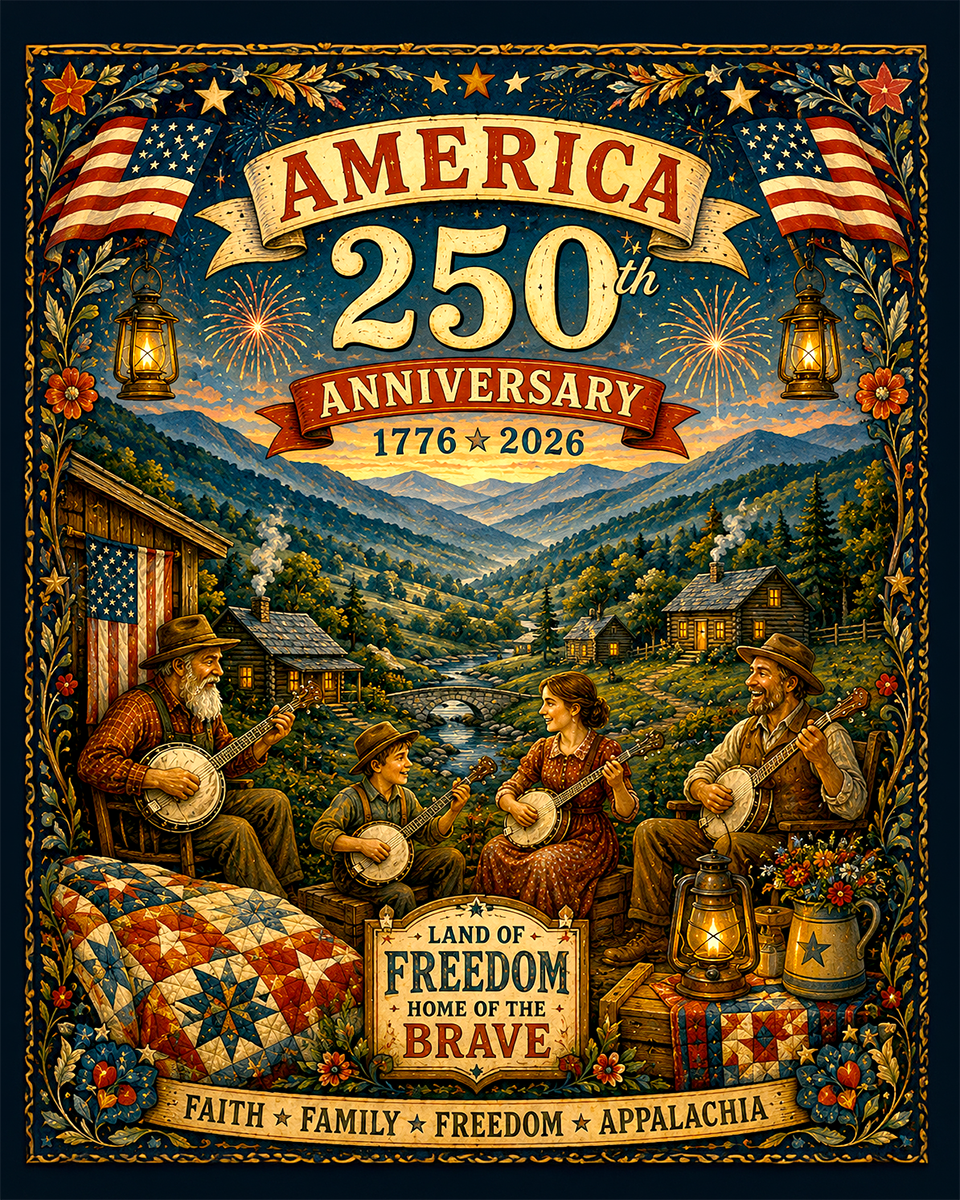 Folk Art Style America - USA 250th Anniversary Artwork