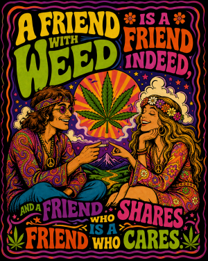Friend with Weed Psychedelic - Marijuana Poster