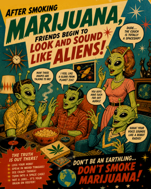 Friends Look Like Aliens - Marijuana Poster