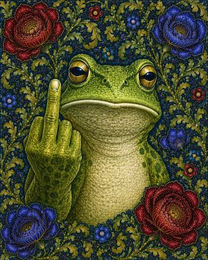 Frog Giving the Finger - Art Nouveau Cryptid Artwork