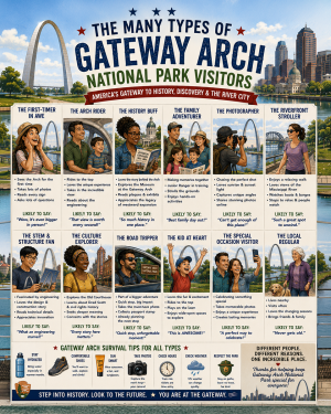 Gateway Arch - Types of National Park Visitors Souvenir Art Print