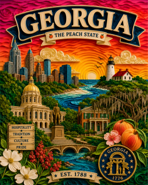 Georgia Souvenir Art Print - Name Drop Destination Travel Poster
