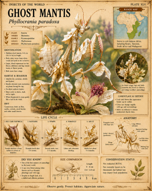 Ghost Mantis - Vintage Wildlife Art - Antique Nature Illustration
