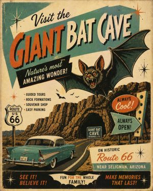 Giant Bat Cave - Route 66 Parody Poster