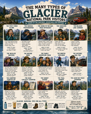 Glacier - Types of National Park Visitors. Souvenir Art Print