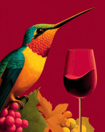 Glass of Red Wine - Humingbird Art Print