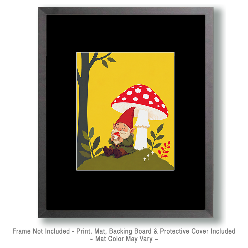 Gnome Taking a Bite - Mushroom Wall Art - Image 2