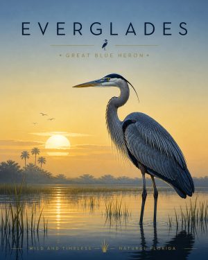 Great Blue Heron Minimalist - Everglades National Park Art Print
