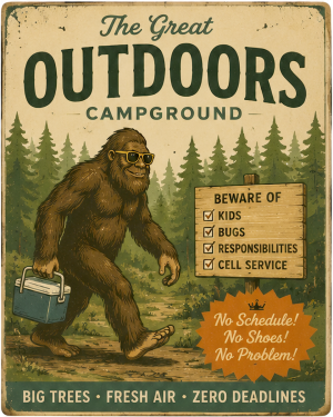 Great Outdoors - Vintage Advertising Parody Camp Ground Ad
