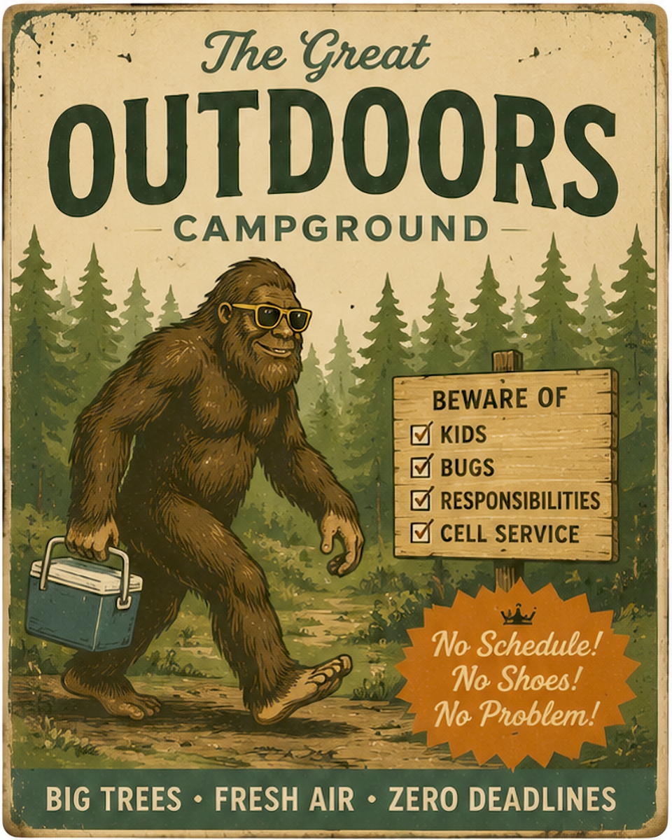 Great Outdoors - Vintage Advertising Parody Camp Ground Ad
