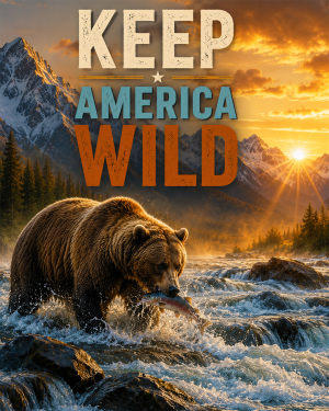Grizzly Bear - Keep America Wild Art Print - Americana Nature Artwork