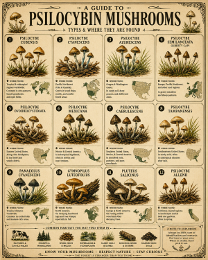 Guide to Psilocybin Mushrooms Poster