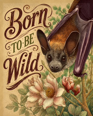 Hanging Bat - Born to Be Wild - Wildlife Art Print