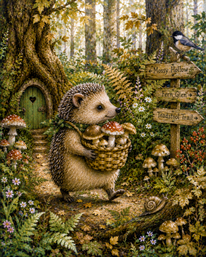 Happy Hedgehog - Cottagecore Home Decor