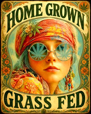 Home Grown Grass Fed Bright - Marijuana Poster