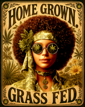 Home Grown Grass Fed Glasses - Marijuana Poster