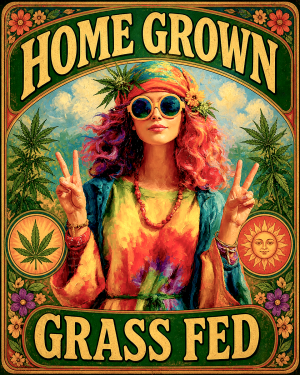 Home Grown Grass Fed Hippy - Marijuana Poster