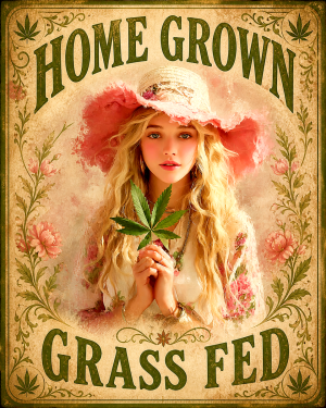 Home Grown Grass Fed Pink - Marijuana Poster