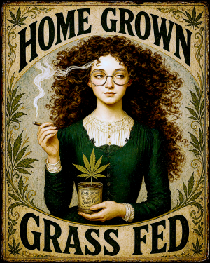 Home Grown Grass Fed Vintage - Marijuana Poster